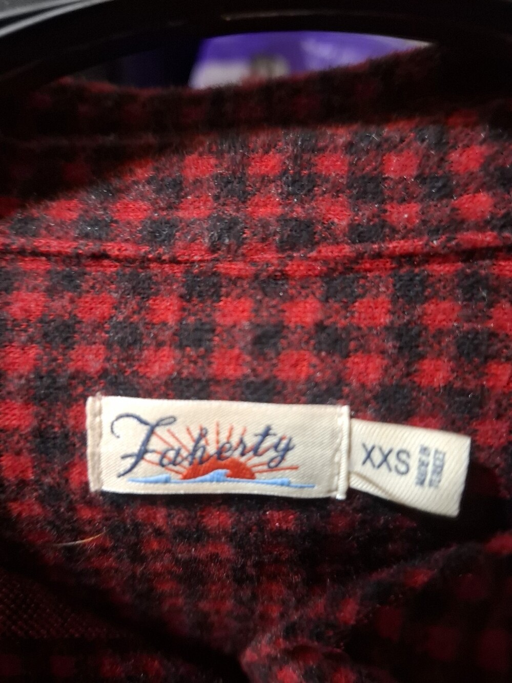 Womens Faherty Legend Red & Black Plaid Button-Down Shirt - Picture 4 of 6